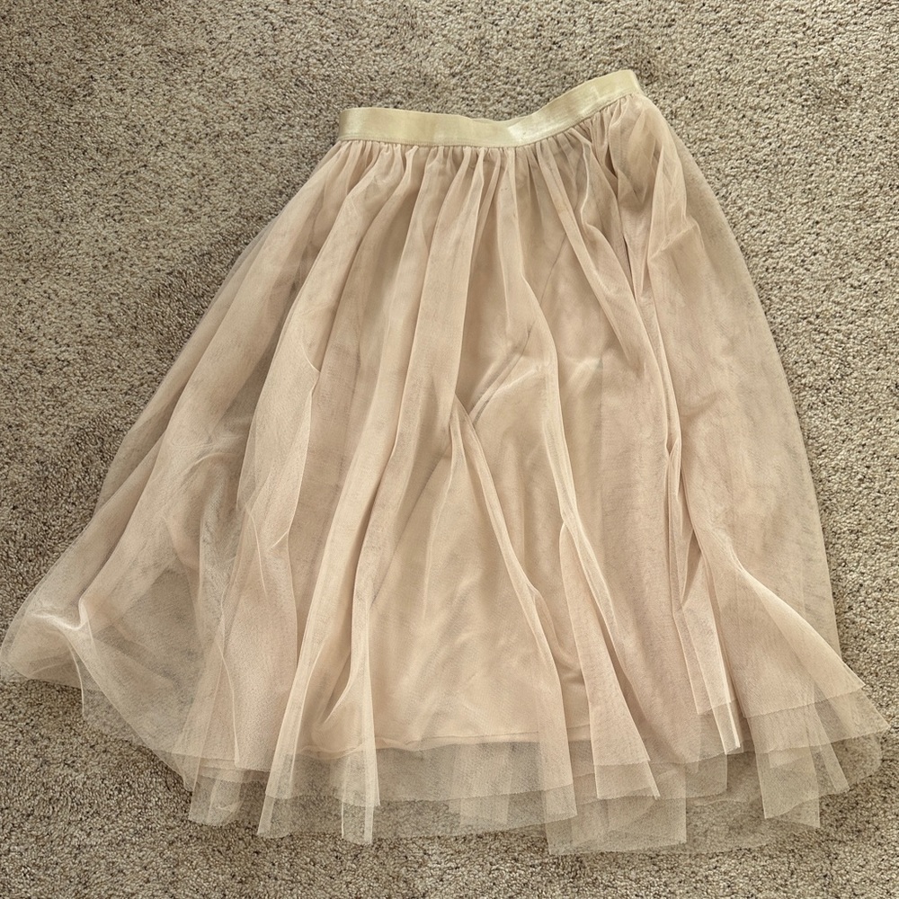Women's H&M Light Beige Tulle Midi Skirt
